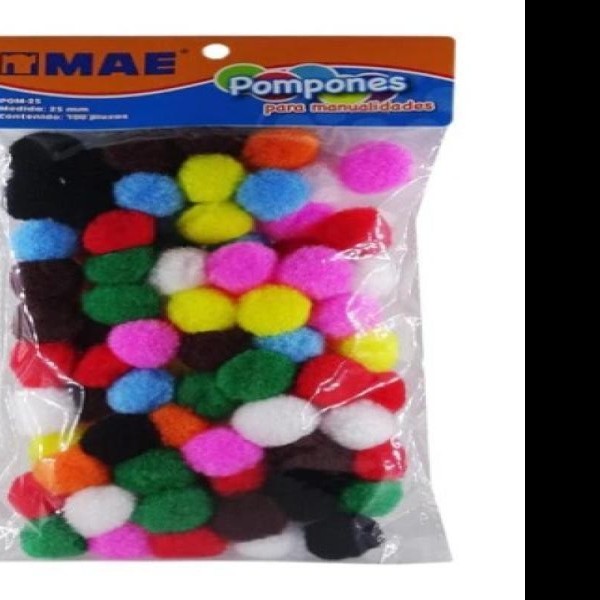POMPON BOLITAS SUAVES COL. SURT. C100 PZAS MAE POM25 C100
